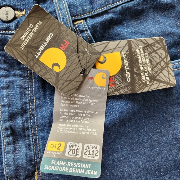 NWT Carhartt Flame Resistant Relaxed Fit Signature Blue Jean | Men's Size 35x32 - Picture 5 of 15